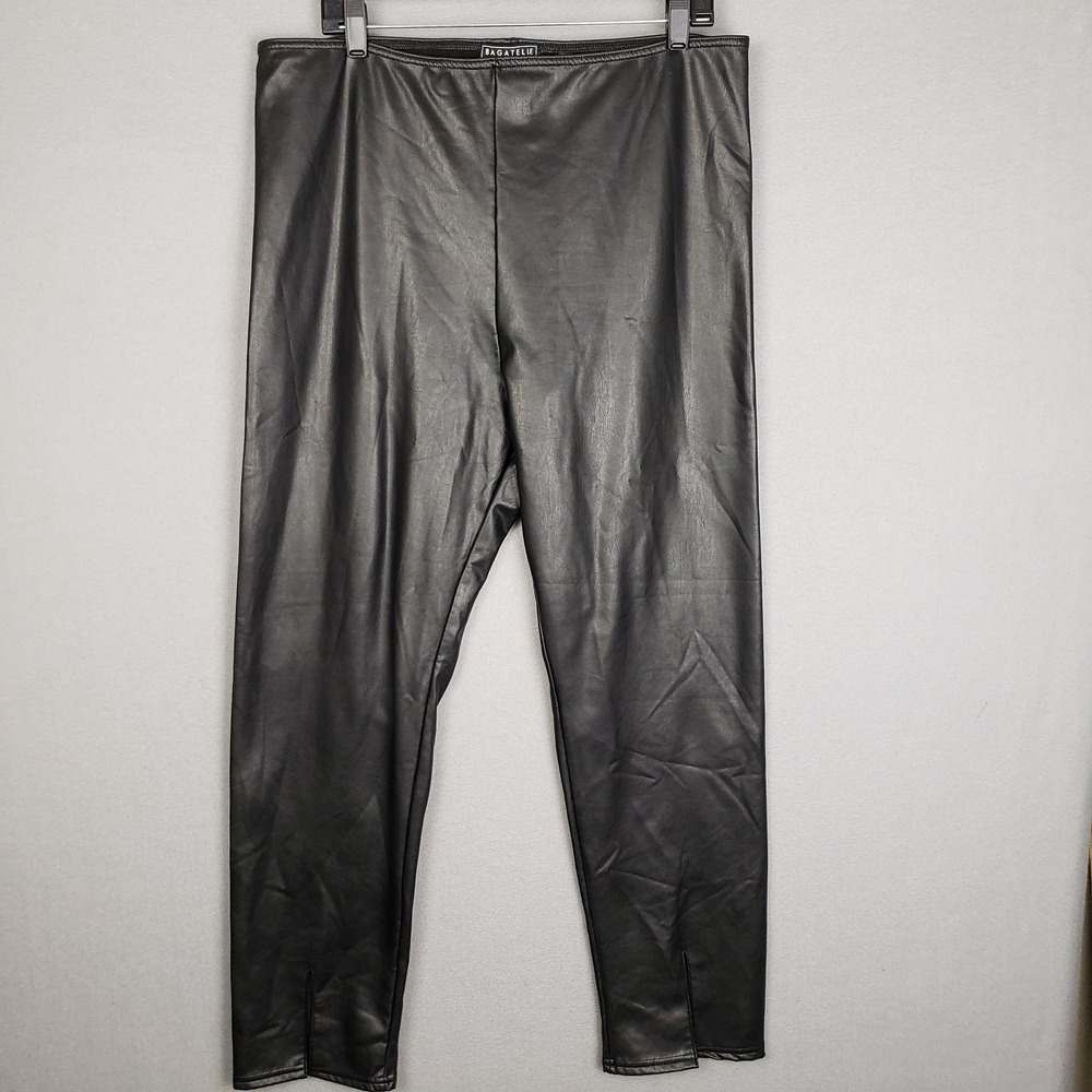Bagatelle Collection XL High Rise Pull On Faux Leather Pants‎ Black Indie Sleeze